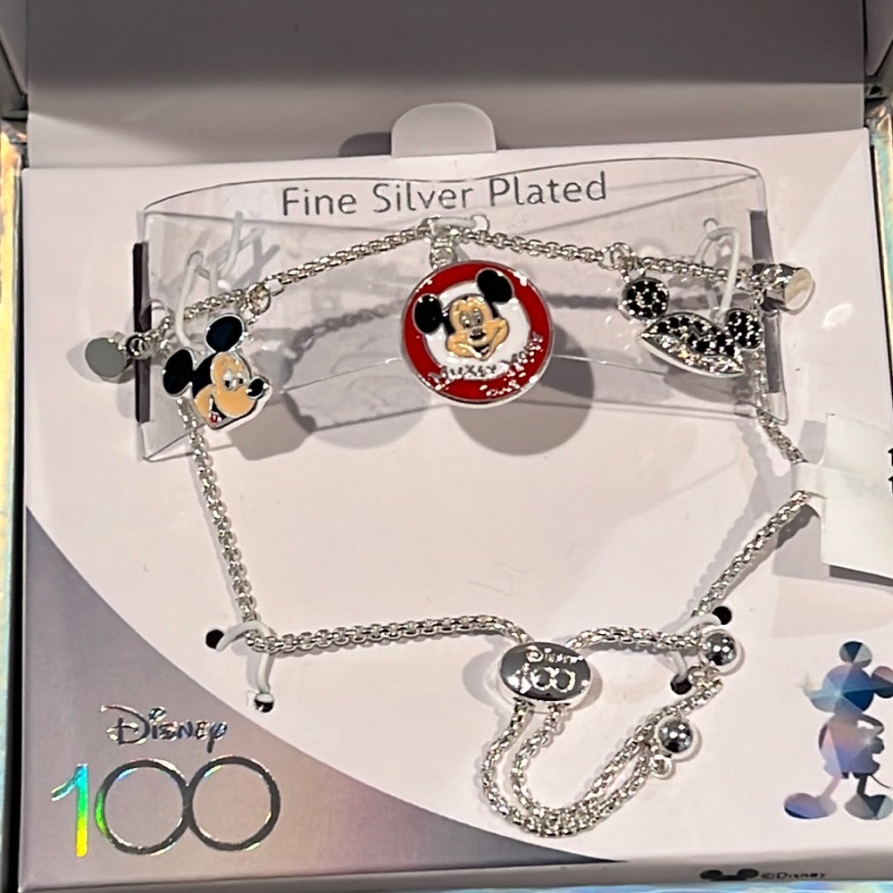 Disney 100 Silver adjustable 100 Bracelet NIB